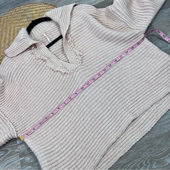 Free people marlie pullover v neck dusty pink collared oversized - Picture 7 of 9